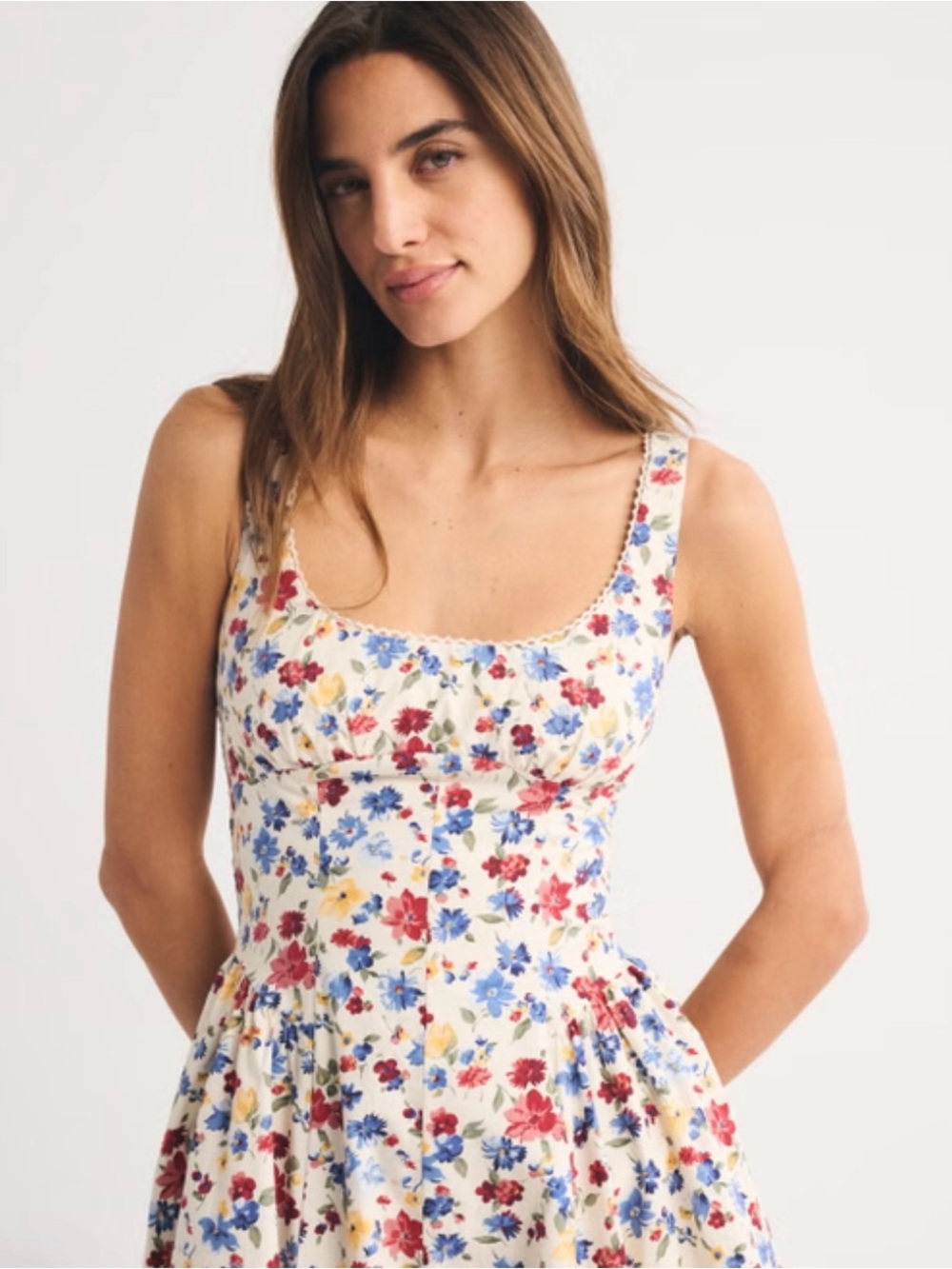 A&F Bra-Free Dylan Midi Dress (Cream Floral - Small Petite)! - Picture 2 of 5